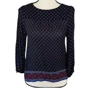 Forever 21 Bohemian Abstract Print Long Sleeve Lightweight Blouse Size Small